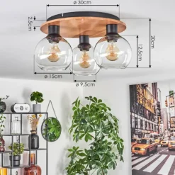 hofstein Plafonnier - Verre Koyoto Écru, Noir, 3 lumières