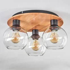 hofstein Plafonnier - Verre Koyoto Écru, Noir, 3 lumières