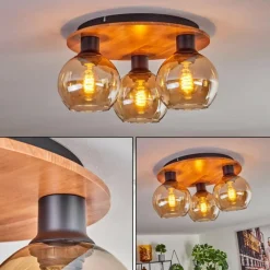 hofstein Plafonnier - Verre Koyoto Écru, Noir, 3 lumières