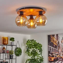 hofstein Plafonnier - Verre Koyoto Écru, Noir, 3 lumières