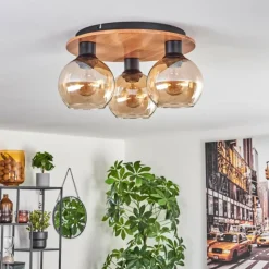 hofstein Plafonnier - Verre Koyoto Écru, Noir, 3 lumières