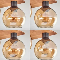 hofstein Plafonnier - Verre Koyoto Écru, Noir, 4 lumières