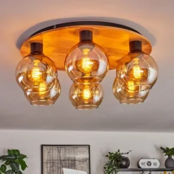 Lampes À Boules-hofstein Plafonnier - Verre Koyoto Écru, Noir, 6 lumières