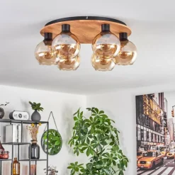 Lampes À Boules-hofstein Plafonnier - Verre Koyoto Écru, Noir, 6 lumières