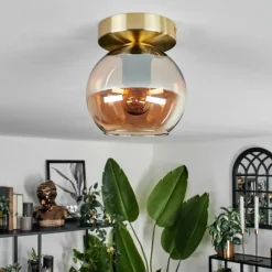 hofstein Plafonnier - Verre Koyoto Laiton, 1 lumière