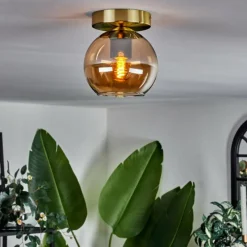 hofstein Plafonnier - Verre Koyoto Laiton, 1 lumière