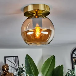 hofstein Plafonnier - Verre Koyoto Laiton, 1 lumière