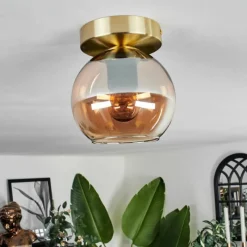 hofstein Plafonnier - Verre Koyoto Laiton, 1 lumière