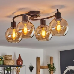 hofstein Plafonnier - Verre Koyoto Ambre, 4 lumières