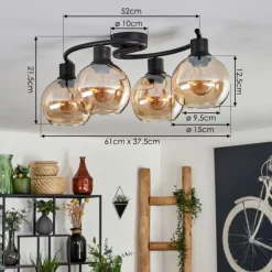 hofstein Plafonnier - Verre Koyoto Ambre, 4 lumières