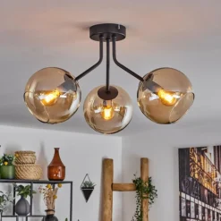 hofstein Plafonnier - Verre Koyoto Ambre, 3 lumières