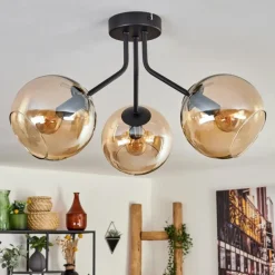 hofstein Plafonnier - Verre Koyoto Ambre, 3 lumières