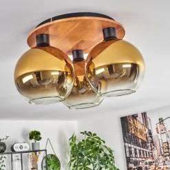 Lampes Dorées-hofstein Plafonnier - Verre Koyoto Écru, Noir, 3 lumières