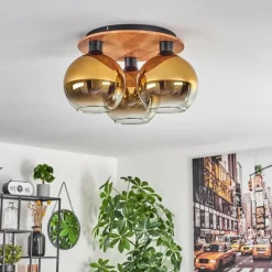 Lampes Dorées-hofstein Plafonnier - Verre Koyoto Écru, Noir, 3 lumières