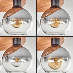 hofstein Plafonnier - Verre Koyoto Écru, Noir, 6 lumières