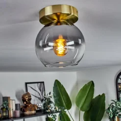 hofstein Plafonnier - Verre Koyoto Laiton, 1 lumière