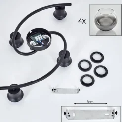 hofstein Plafonnier - Verre Koyoto Clair, Fumé, 4 lumières