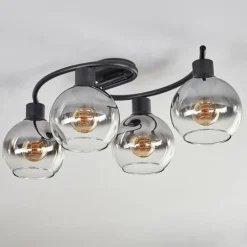 hofstein Plafonnier - Verre Koyoto Clair, Fumé, 4 lumières