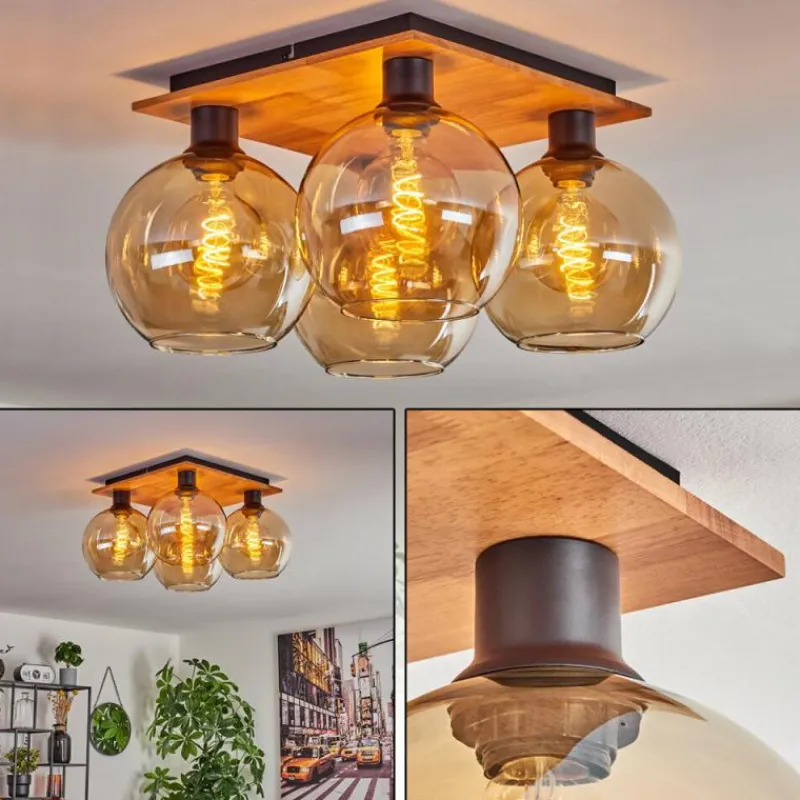 Lampes À Boules-hofstein Plafonnier - Verre Koyoto Écru, Noir, 4 lumières