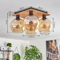 Lampes À Boules-hofstein Plafonnier - Verre Koyoto Écru, Noir, 4 lumières