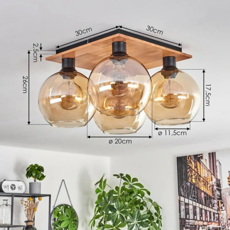 Lampes À Boules-hofstein Plafonnier - Verre Koyoto Écru, Noir, 4 lumières