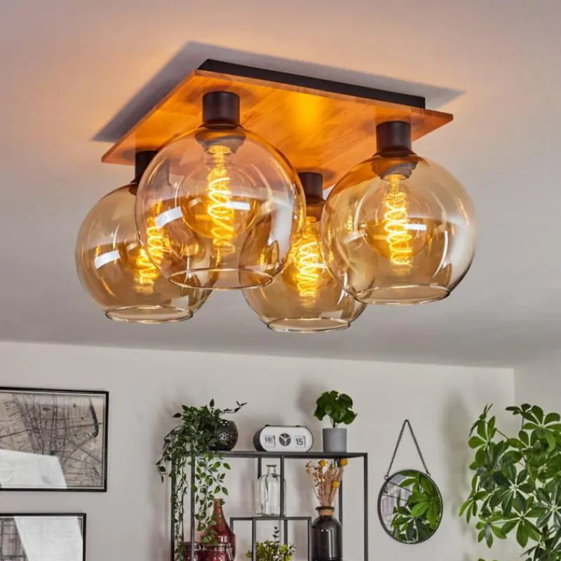 Lampes À Boules-hofstein Plafonnier - Verre Koyoto Écru, Noir, 4 lumières