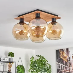 Lampes À Boules-hofstein Plafonnier - Verre Koyoto Écru, Noir, 4 lumières