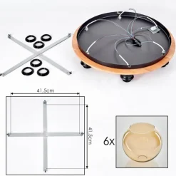 hofstein Plafonnier - Verre Koyoto Écru, Noir, 6 lumières