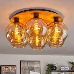 hofstein Plafonnier - Verre Koyoto Écru, Noir, 6 lumières