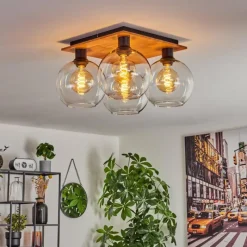 hofstein Plafonnier - Verre Koyoto Écru, Noir, 4 lumières