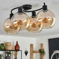 hofstein Plafonnier - Verre Koyoto Ambre, 4 lumières