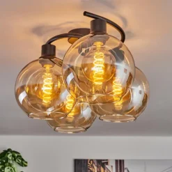 hofstein Plafonnier - Verre Koyoto Ambre, 4 lumières