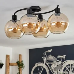 hofstein Plafonnier - Verre Koyoto Ambre, 4 lumières