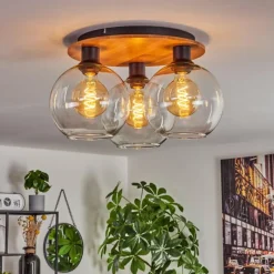 hofstein Plafonnier - Verre Koyoto Écru, Noir, 3 lumières