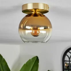 hofstein Plafonnier - Verre Koyoto Laiton, 1 lumière