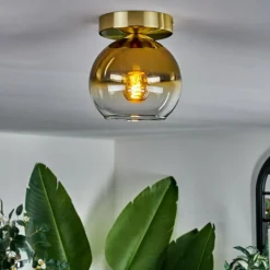 hofstein Plafonnier - Verre Koyoto Laiton, 1 lumière