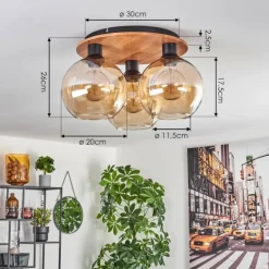 hofstein Plafonnier - Verre Koyoto Écru, Noir, 3 lumières