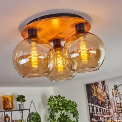 hofstein Plafonnier - Verre Koyoto Écru, Noir, 3 lumières