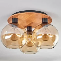 hofstein Plafonnier - Verre Koyoto Écru, Noir, 3 lumières