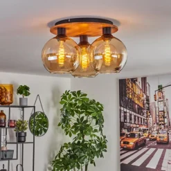 hofstein Plafonnier - Verre Koyoto Écru, Noir, 3 lumières