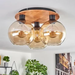 hofstein Plafonnier - Verre Koyoto Écru, Noir, 3 lumières