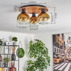 Lampes Dorées-hofstein Plafonnier - Verre Koyoto Écru, Noir, 3 lumières