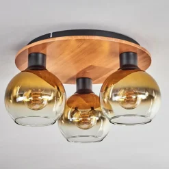 Lampes Dorées-hofstein Plafonnier - Verre Koyoto Écru, Noir, 3 lumières