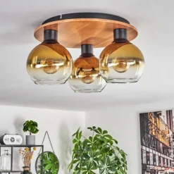 Lampes Dorées-hofstein Plafonnier - Verre Koyoto Écru, Noir, 3 lumières