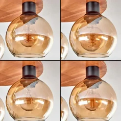 hofstein Plafonnier - Verre Koyoto Écru, Noir, 5 lumières