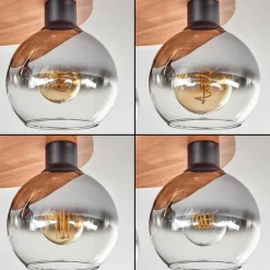 hofstein Plafonnier - Verre Koyoto Écru, Noir, 5 lumières