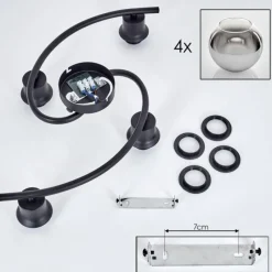 hofstein Plafonnier - Verre Koyoto Chrome, Clair, Fumé, 4 lumières