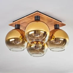 Lampes Dorées-hofstein Plafonnier - Verre Koyoto Écru, Noir, 4 lumières