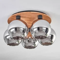 hofstein Plafonnier - Verre Koyoto Écru, Noir, 5 lumières