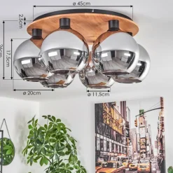 hofstein Plafonnier - Verre Koyoto Écru, Noir, 6 lumières